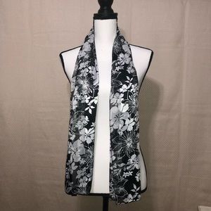 Black and White Floral Scarf